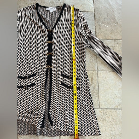 St. John Collection Vintage Jacket Skirt Suit Black Tan Zip & Claps Women’s Sz M - Picture 15 of 16